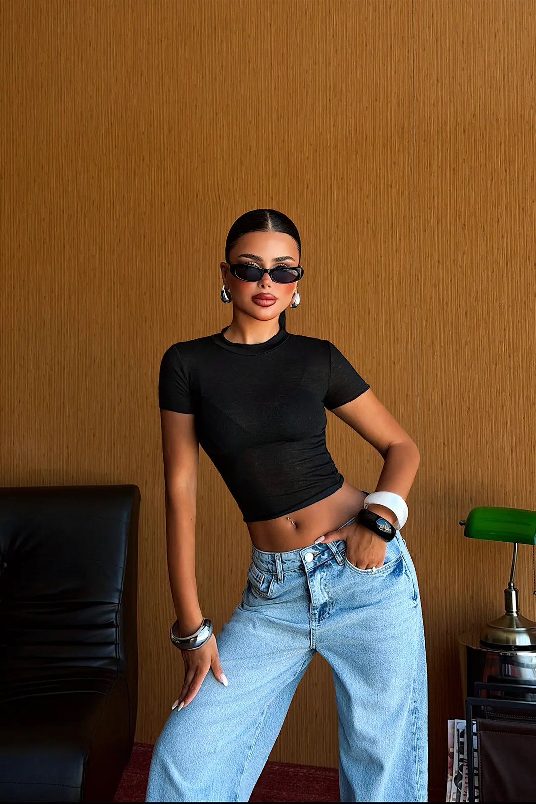 EYY Women Black Basic Crop Top - Slonim
