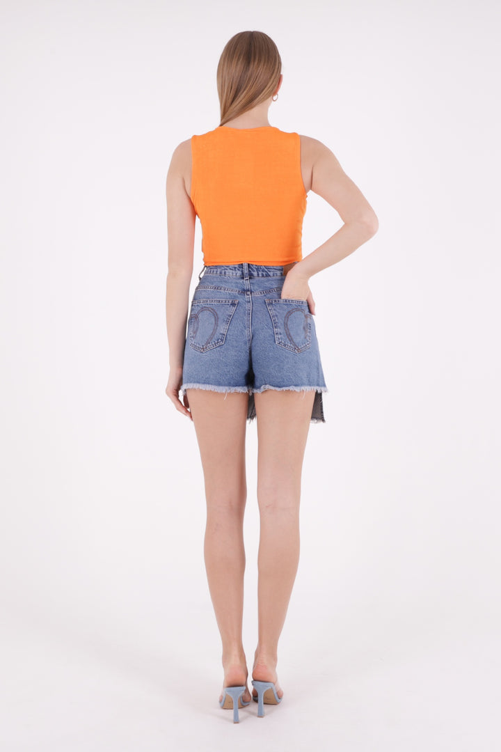 XLJ Denim Short with Heart Shaped Pocket Mixed - Roanoke