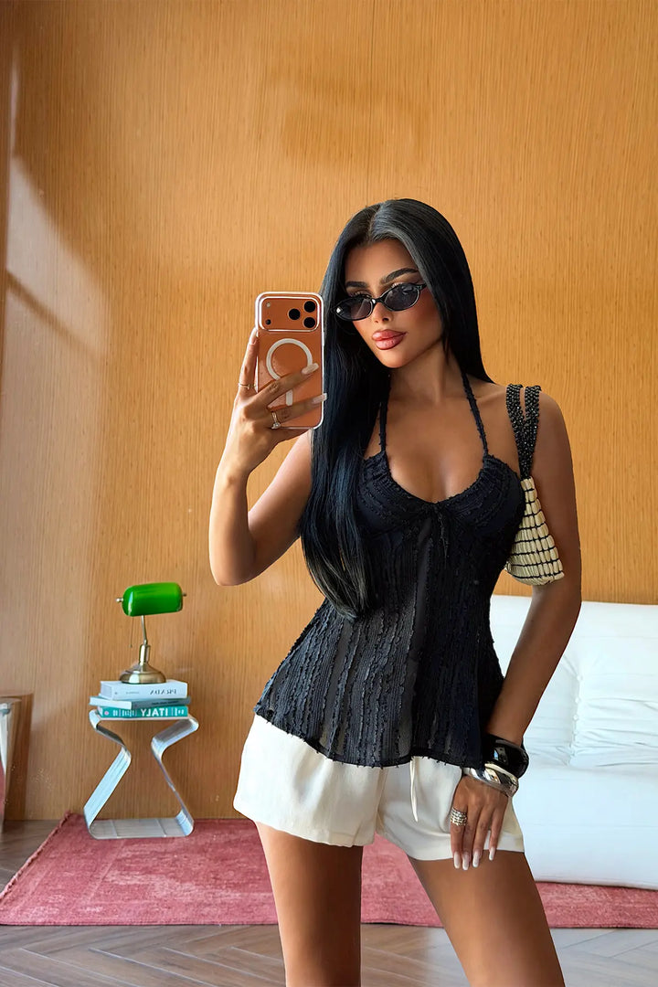 EYY Women Black Strappy Blouse - Nordhorn