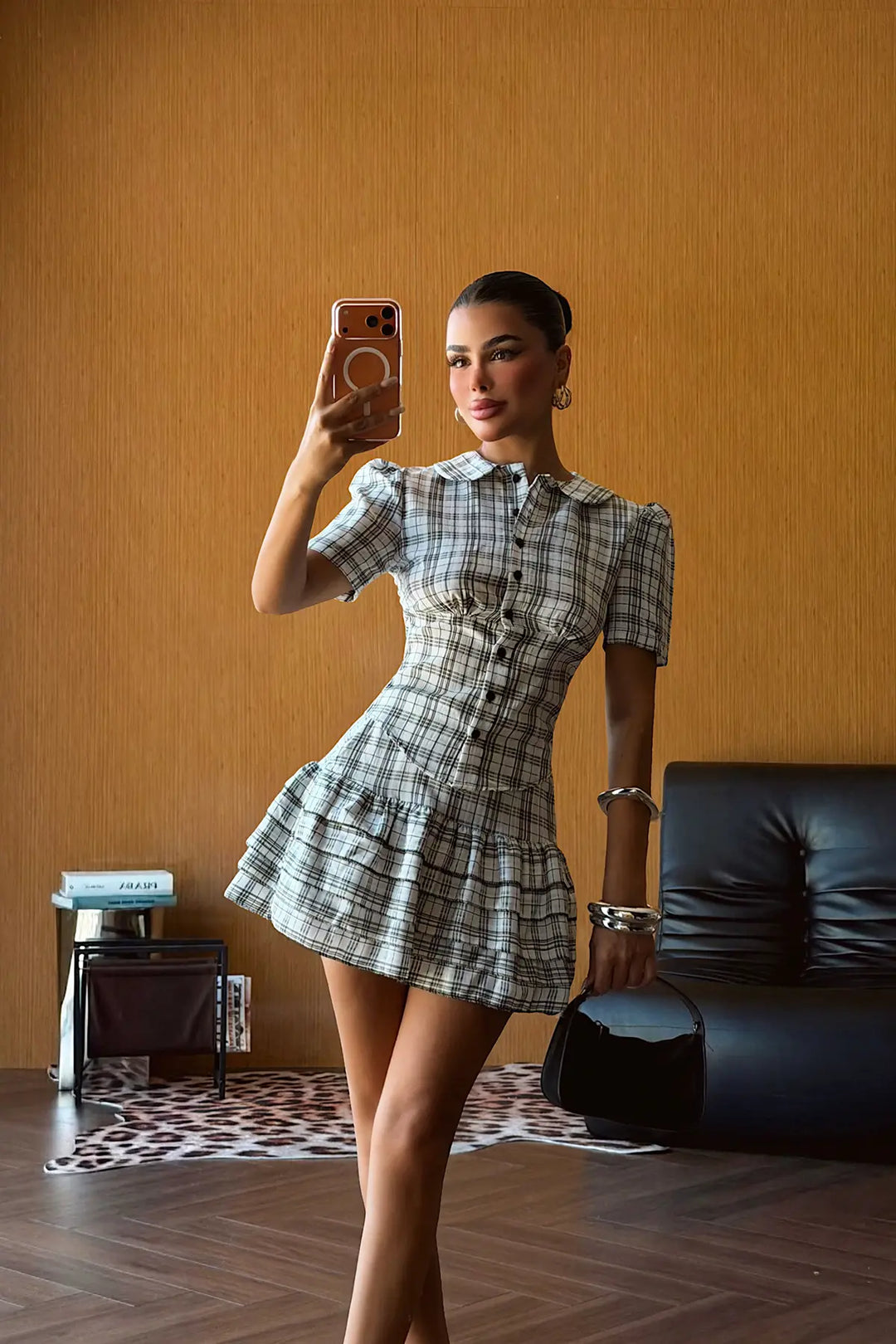 EYY Women White Plaid Skirt Set - Colonie