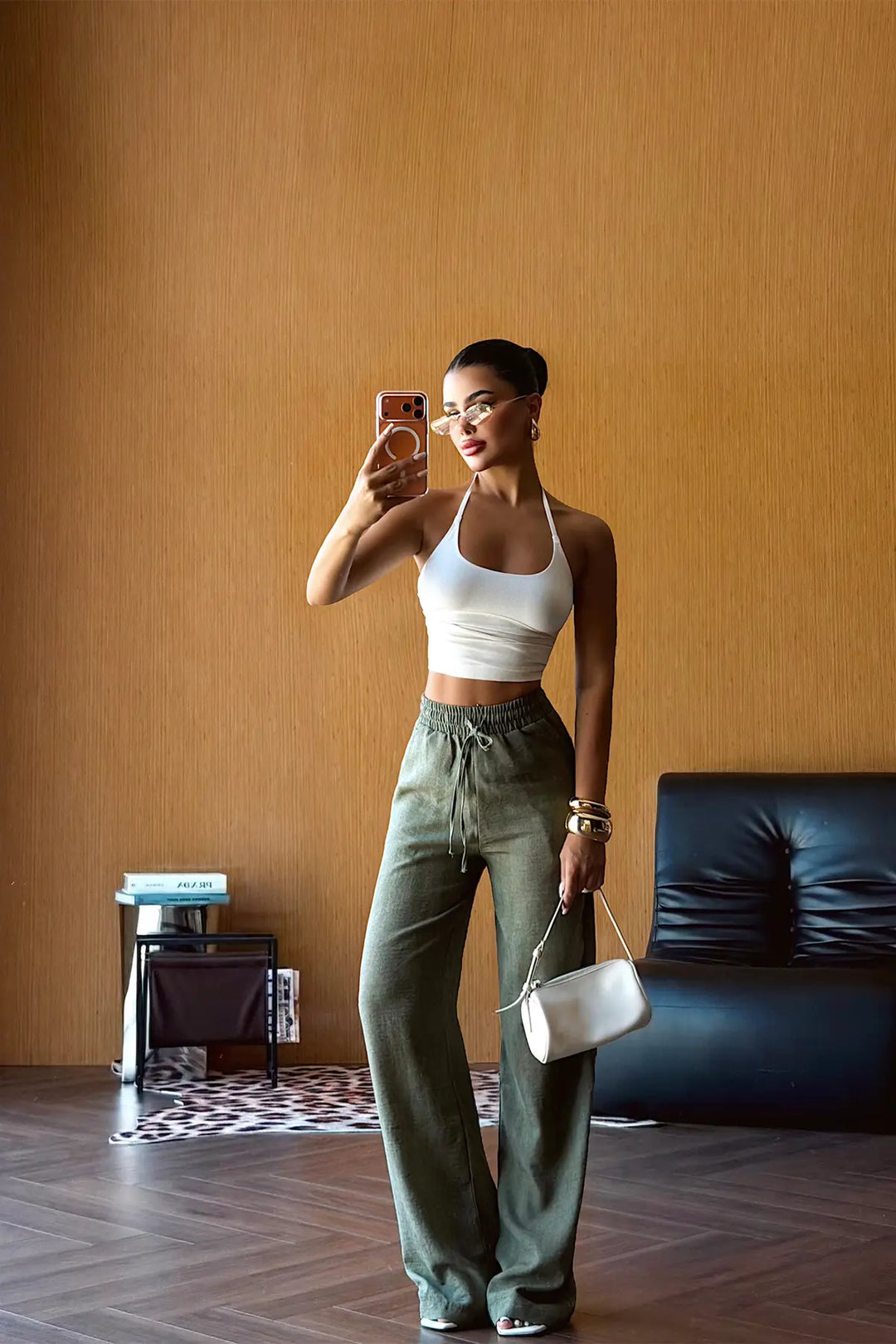EYY Women Green Linen Trousers - Chelsea