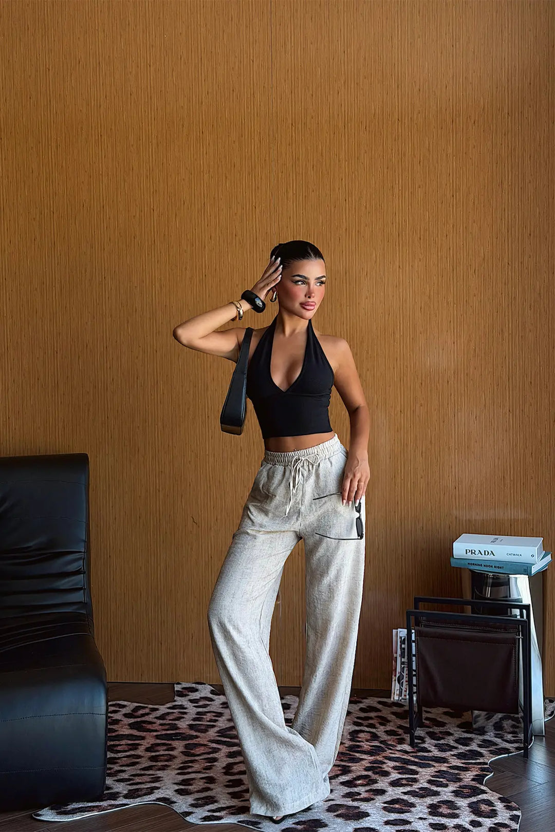 EYY Women Beige Linen Trousers - Santo Domingo Tehuantepec