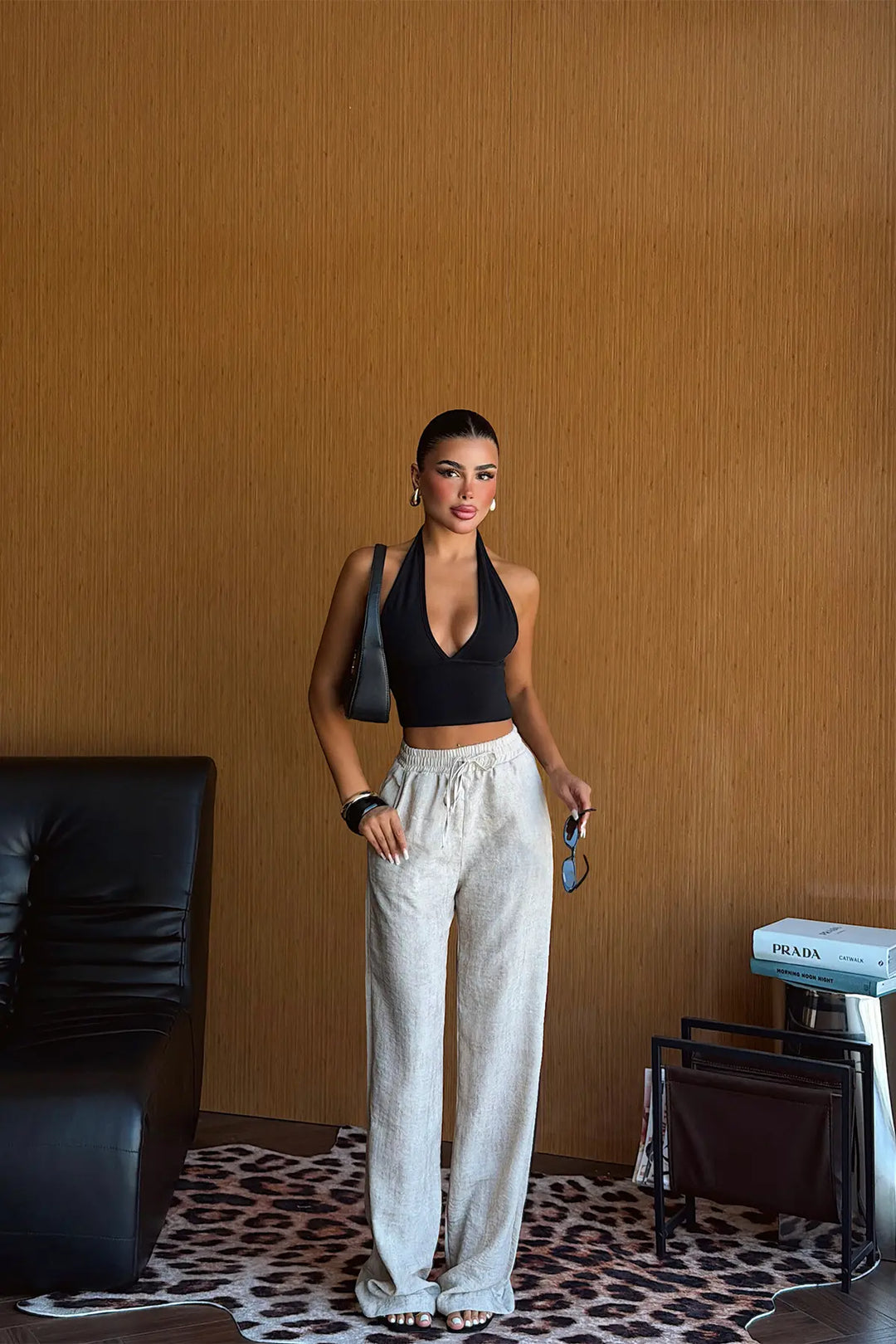 EYY Women Beige Linen Trousers - Santo Domingo Tehuantepec