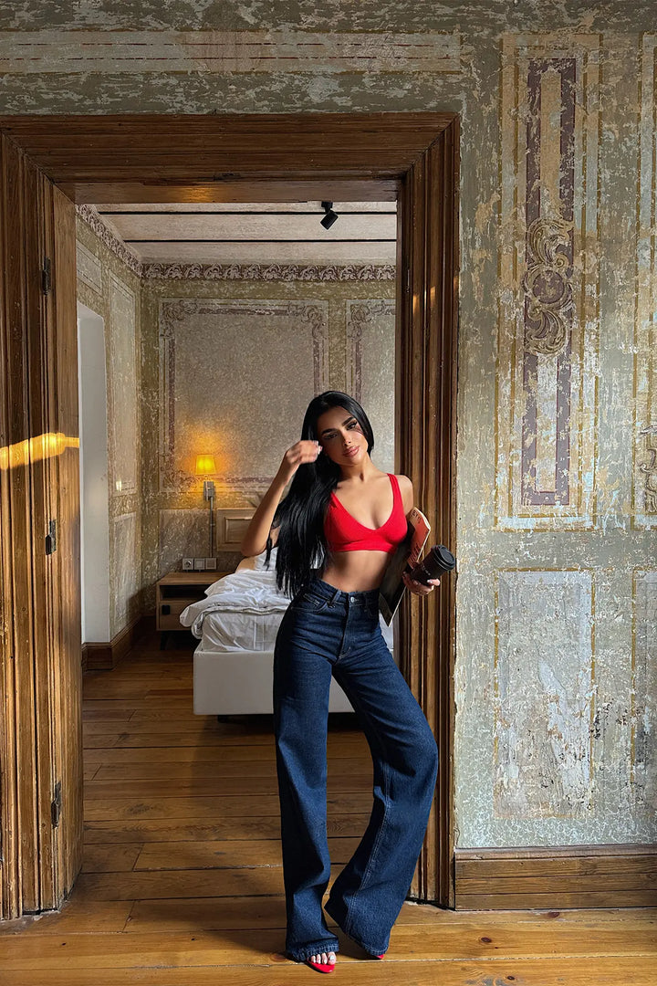 EYY Women Navy Blue High-Waisted Trousers - Laval
