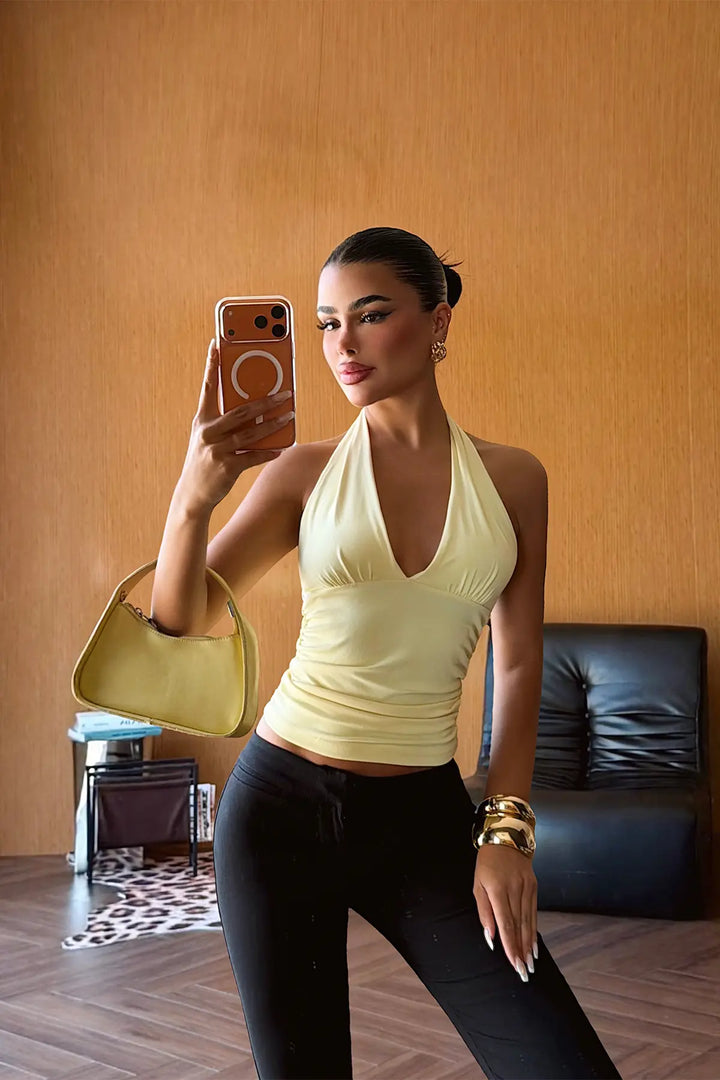 EYY Women Yellow Back Detail Crop Top - Amherst