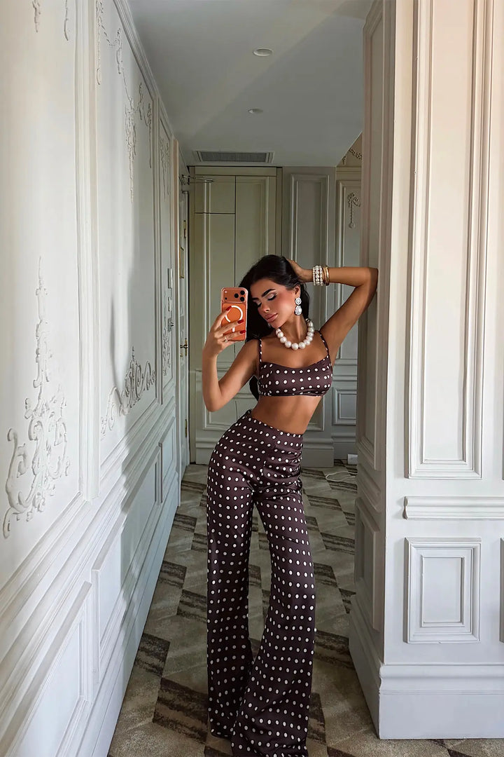 EYY Women Dark Brown Polka Dot Set - Arlington