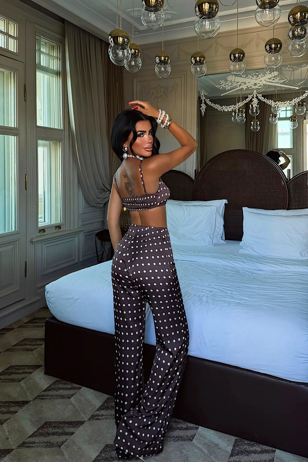 EYY Women Dark Brown Polka Dot Set - Arlington