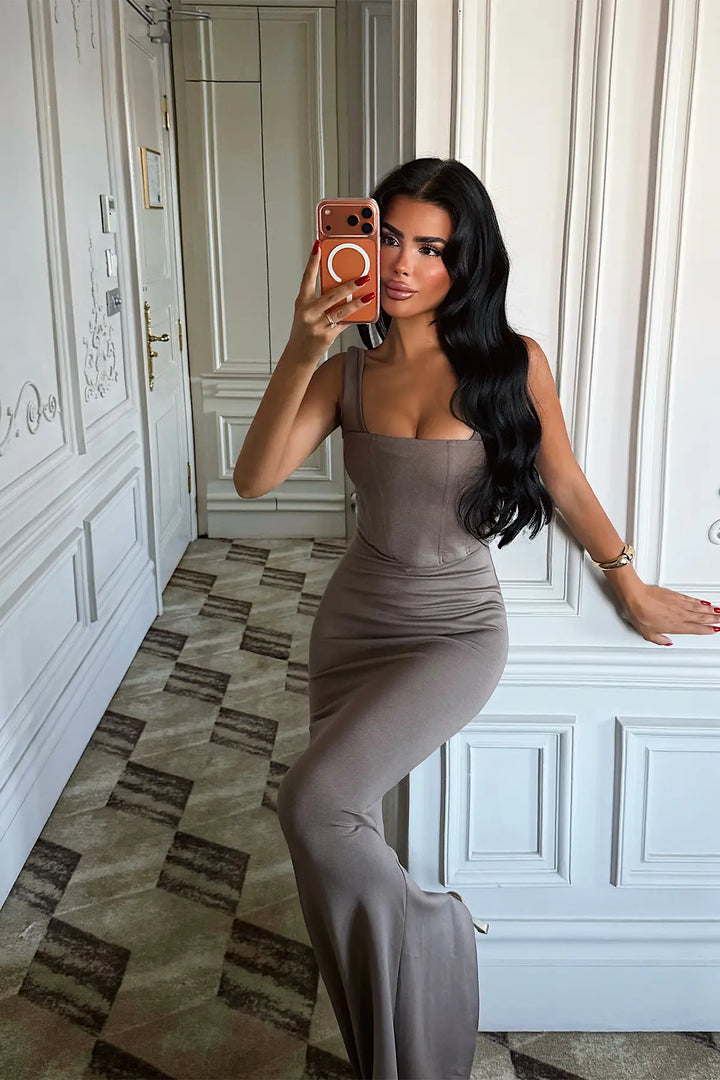 EYY Women Brown Basic Long Dress - Burlington