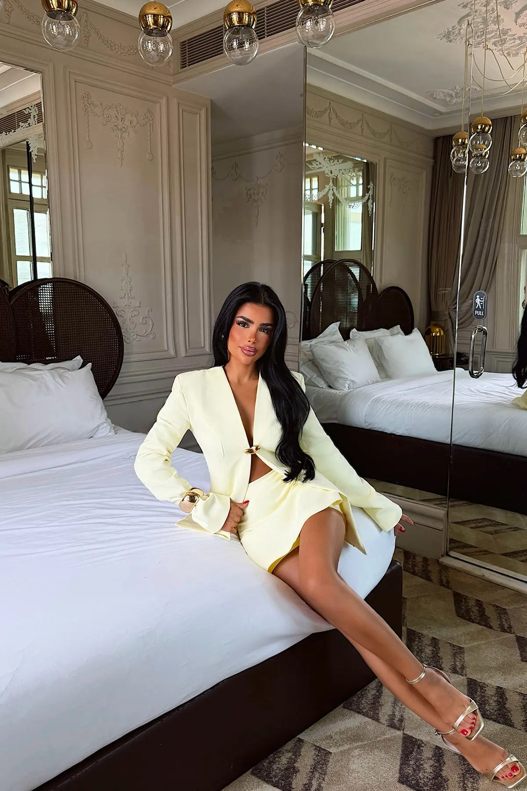 EYY Women Yellow Shorts Skirt Set - Wayne