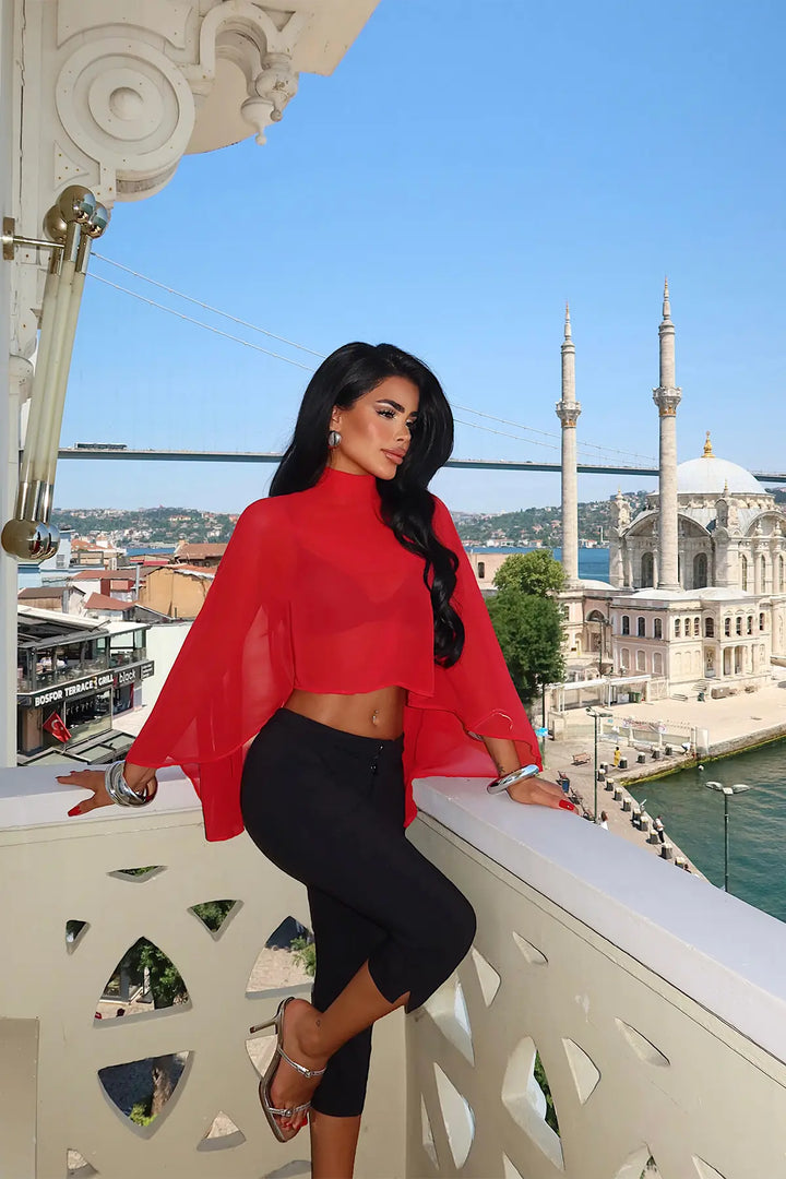 EYY Women Red Transparent Blouse - Brampton