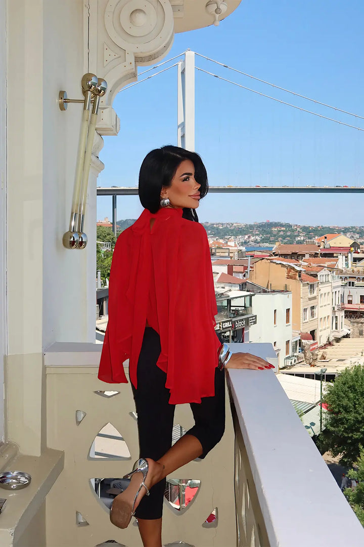 EYY Women Red Transparent Blouse - Brampton