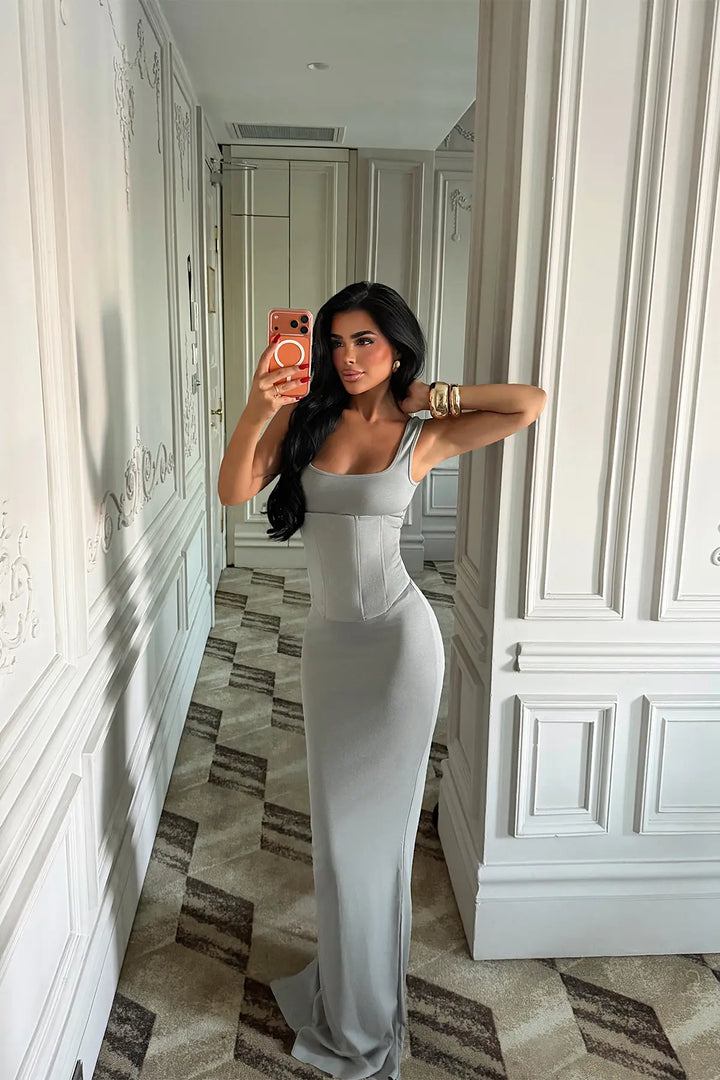 EYY Women Grey Basic Long Dress - Vyshneve