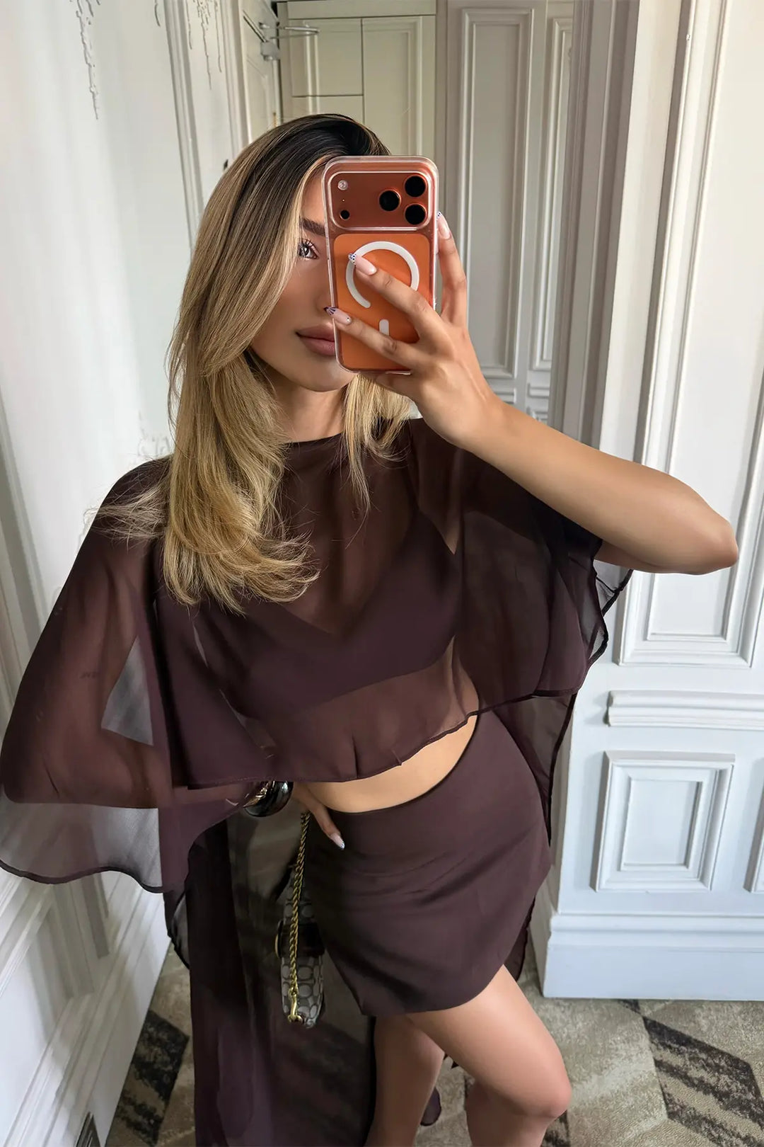 EYY Women Dark Brown Transparent Poncho - Saint Albans