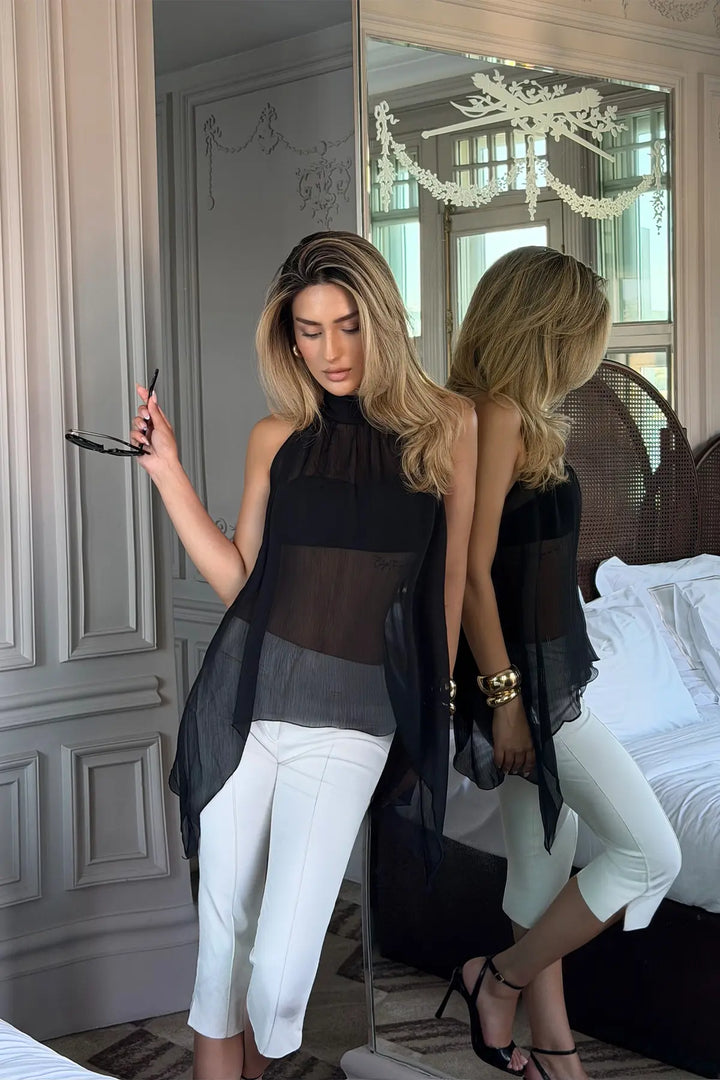 EYY Women Black Tulle Detail Crop Top - Trois-Rivières