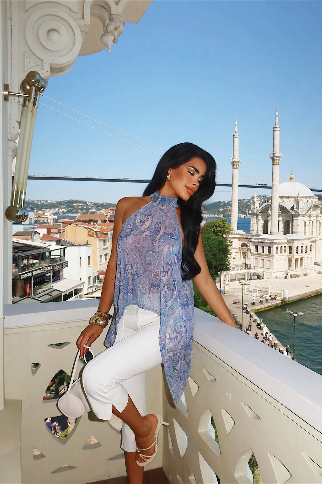 EYY Women Blue Ethnic Pattern Blouse - Bottrop