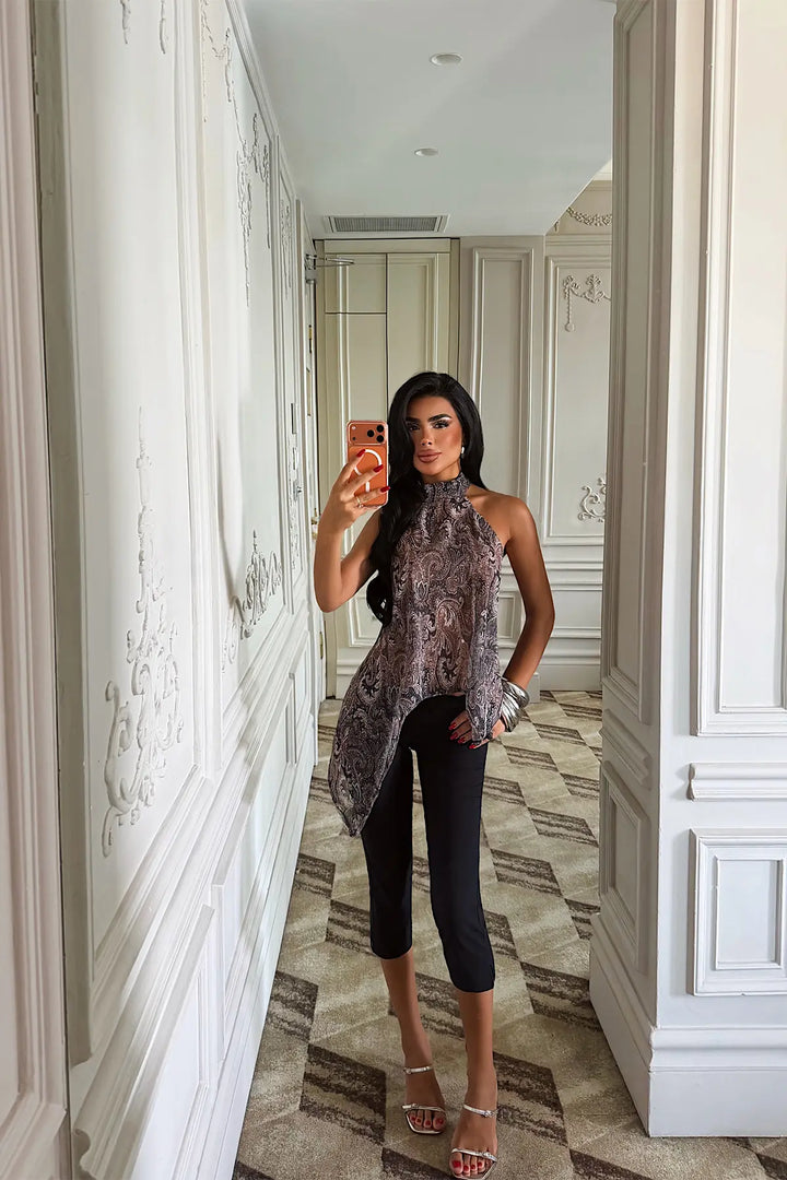 EYY Women Black Ethnic Pattern Blouse - Chenalhó
