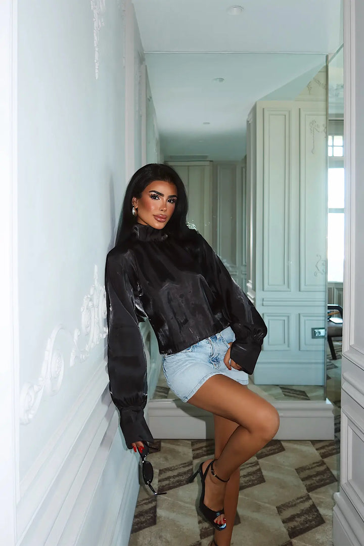 EYY Women Black Satin Blouse - Winston-Salem