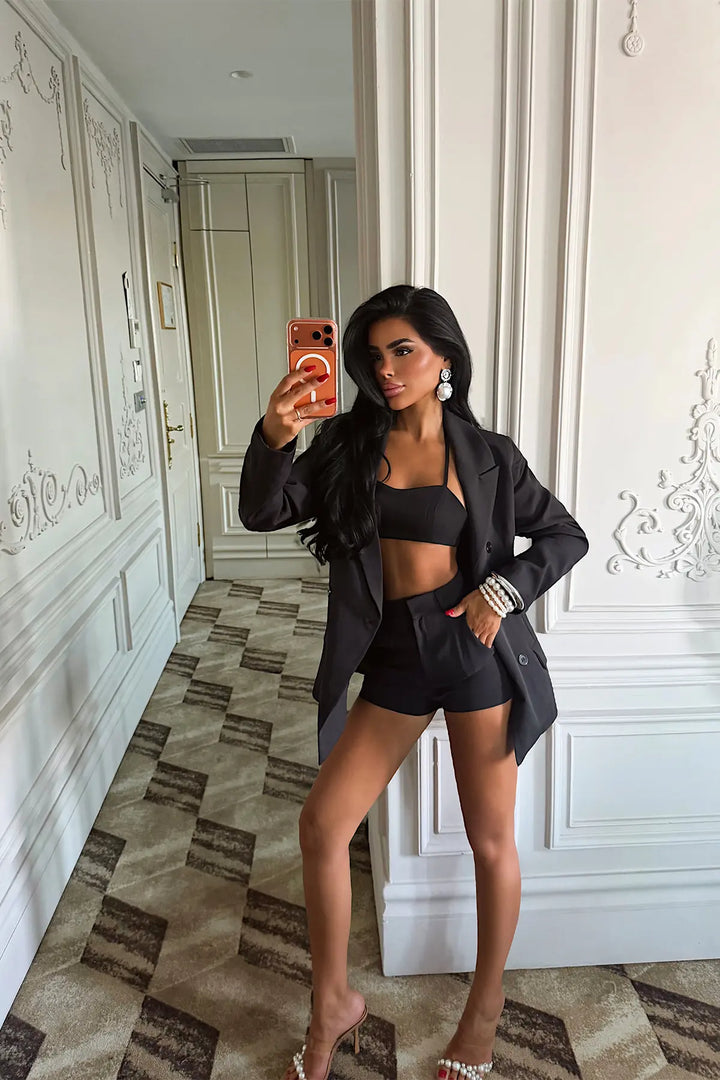 EYY Women Black Shorts Set - Hanford