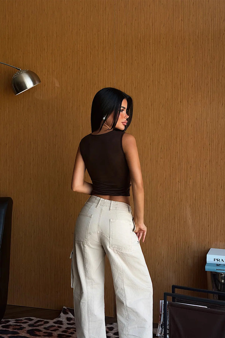 EYY Women Brown Ruched Crop Top - San Donà di Piave