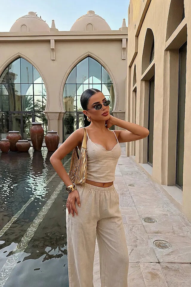 EYY Women Cream Pants Set - Dijon