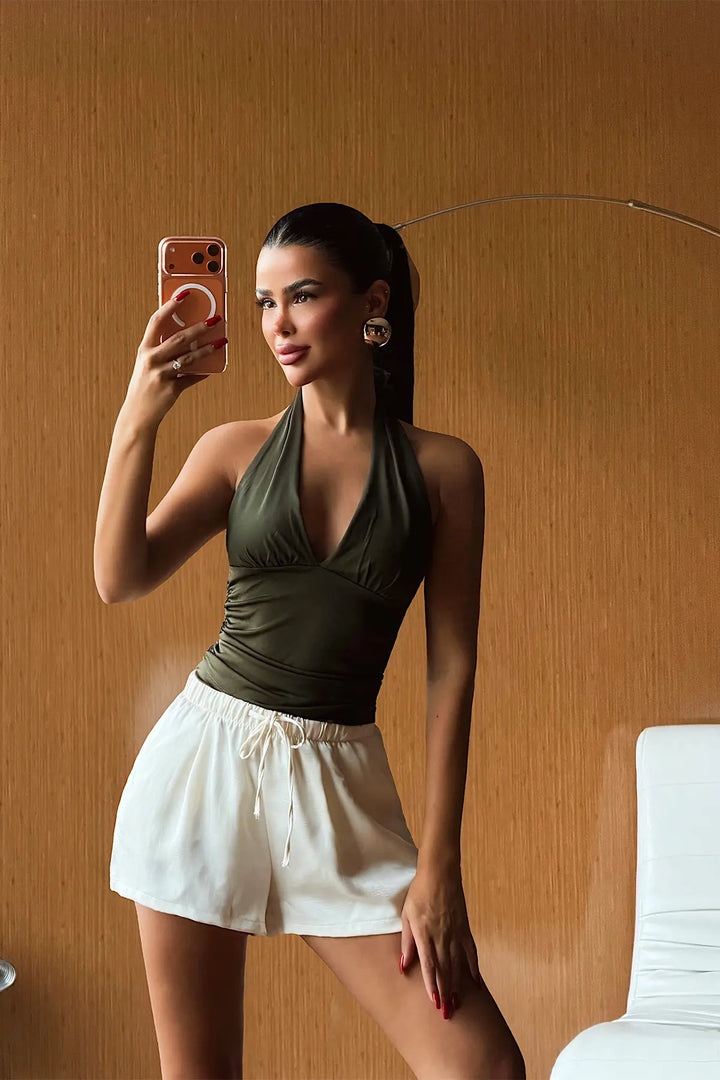 EYY Women Khaki Window Detail Crop Top - San Luis Potosí