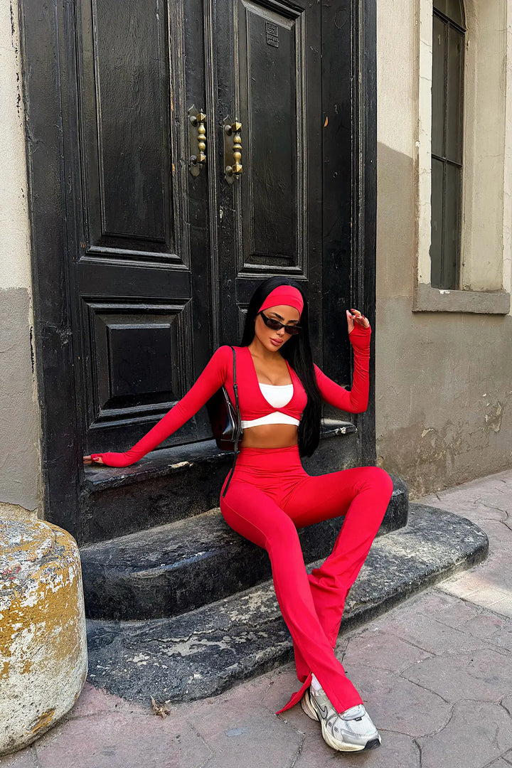 EYY Women Red Harmony 4-Piece Yoga Set - Manfredonia