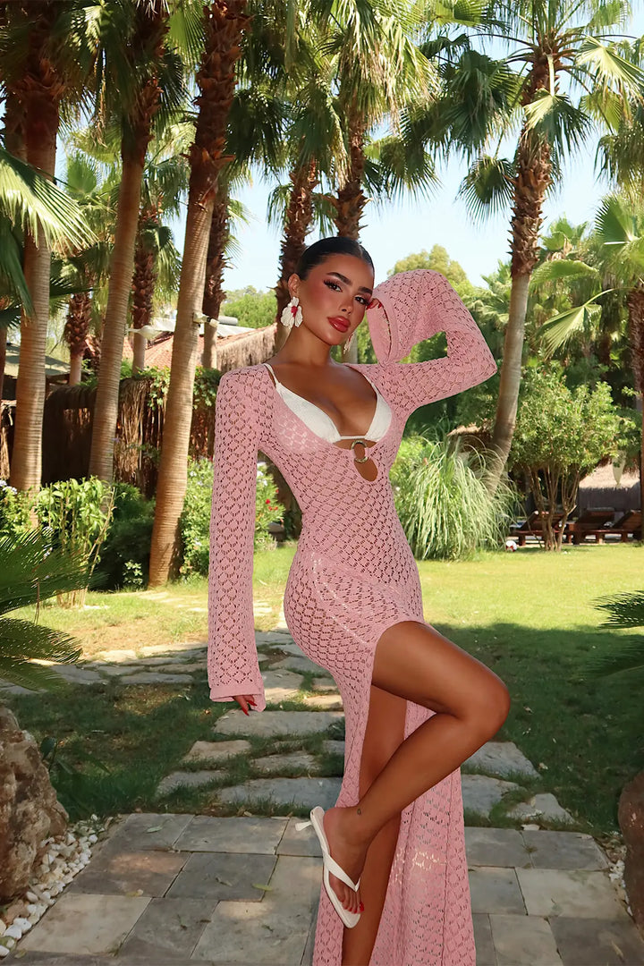 EYY Women Pink Knit Dress with Ring Detail - Hicksville