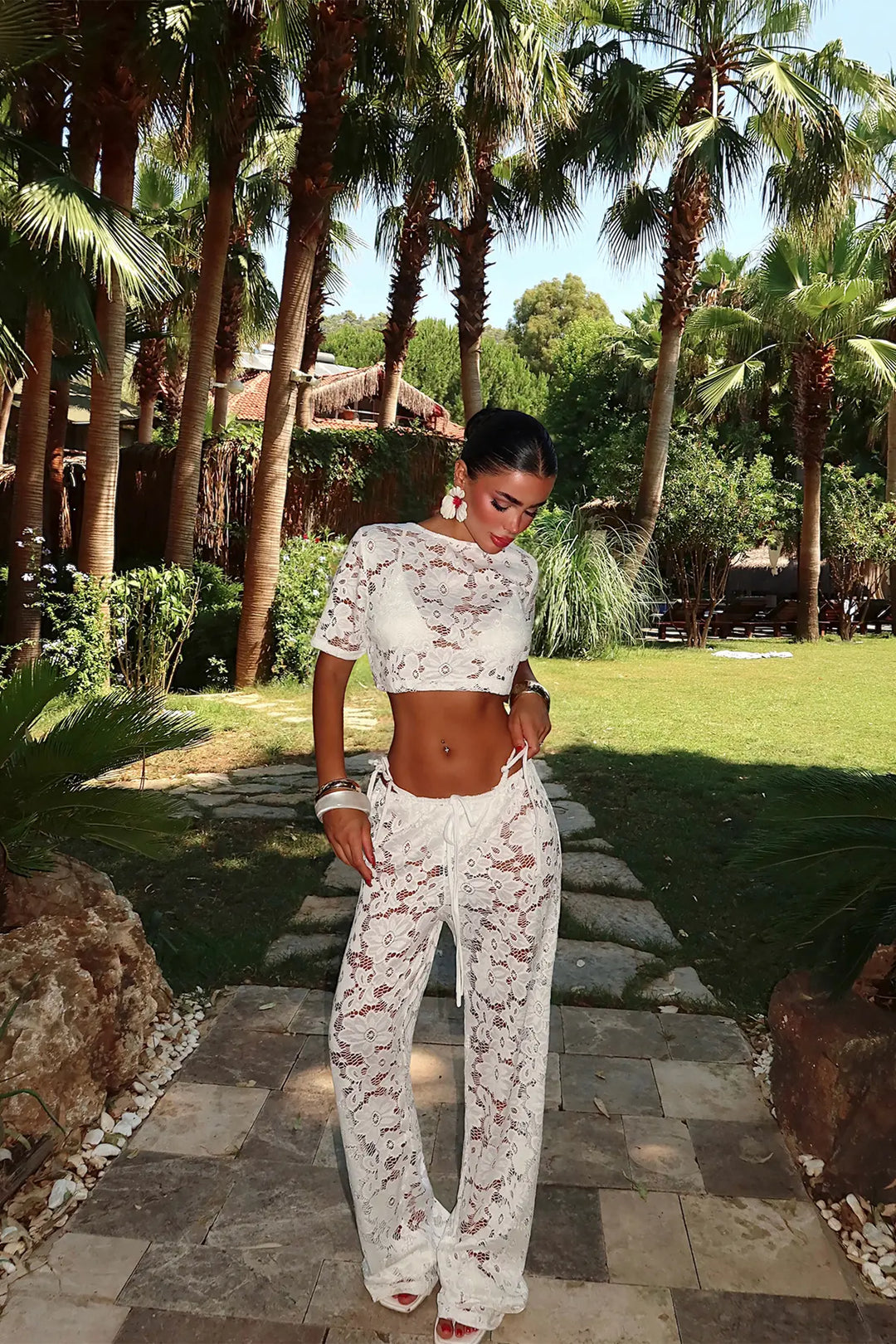 EYY Women White Lace Detail Trouser Suit - Jackson