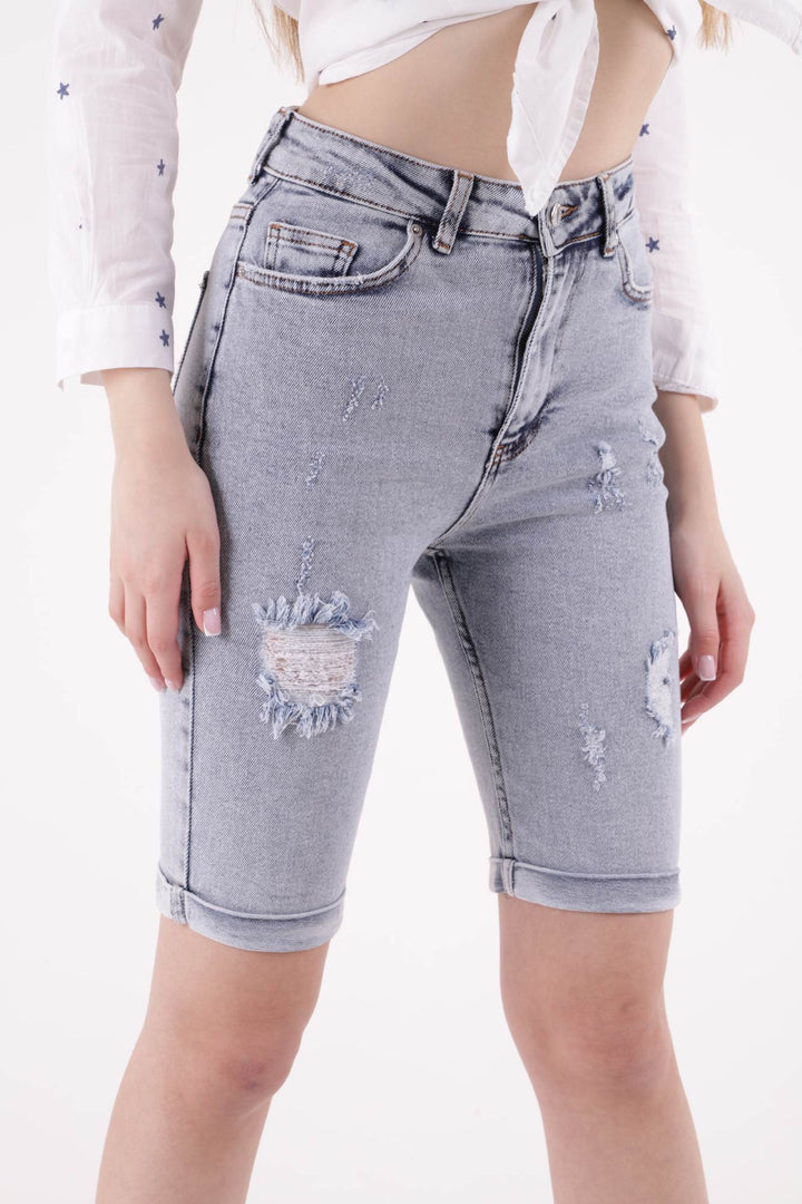XLJ Denim Short with Double Folded Bottom Ending Mixed - Pasco