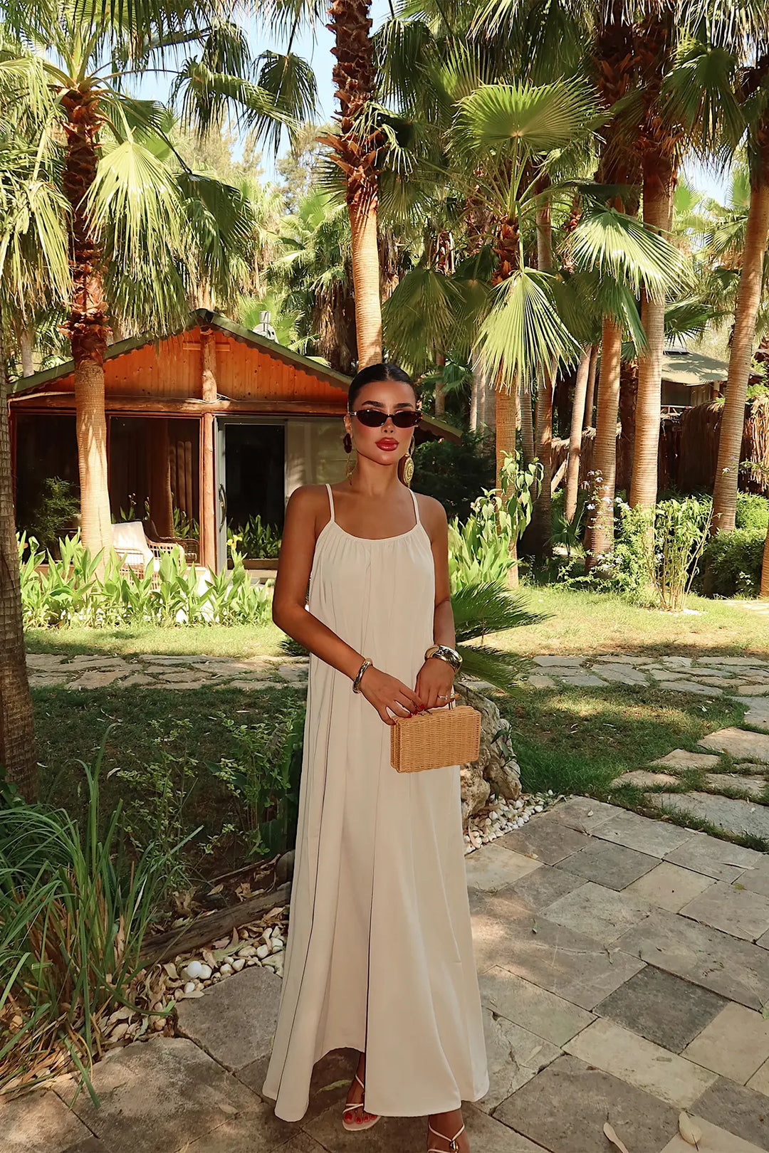 EYY Women Cream Strappy Dress - Playa del Carmen