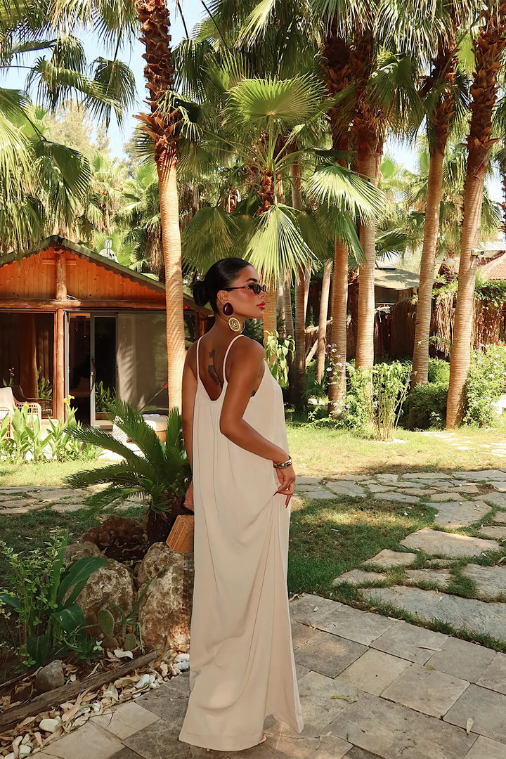 EYY Women Cream Strappy Dress - Playa del Carmen
