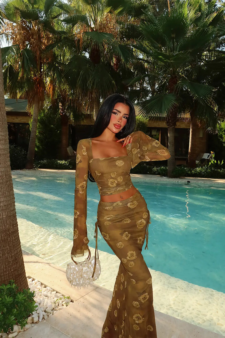 EYY Women Mustard Yellow Floral Pattern Set - Kendall