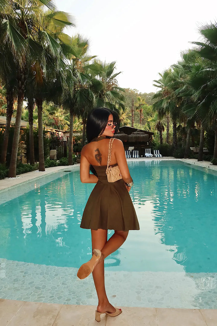 EYY Women Khaki Back Detail Strappy Dress - Roeselare