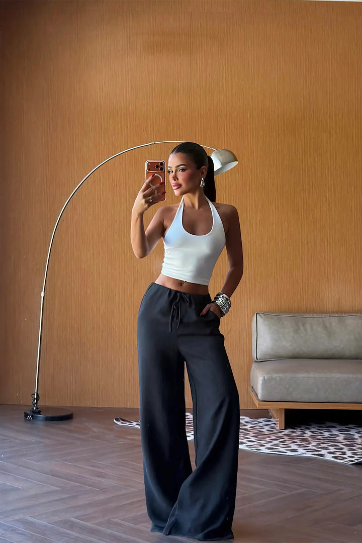 EYY Women Black Tie-Up Trousers - Redditch