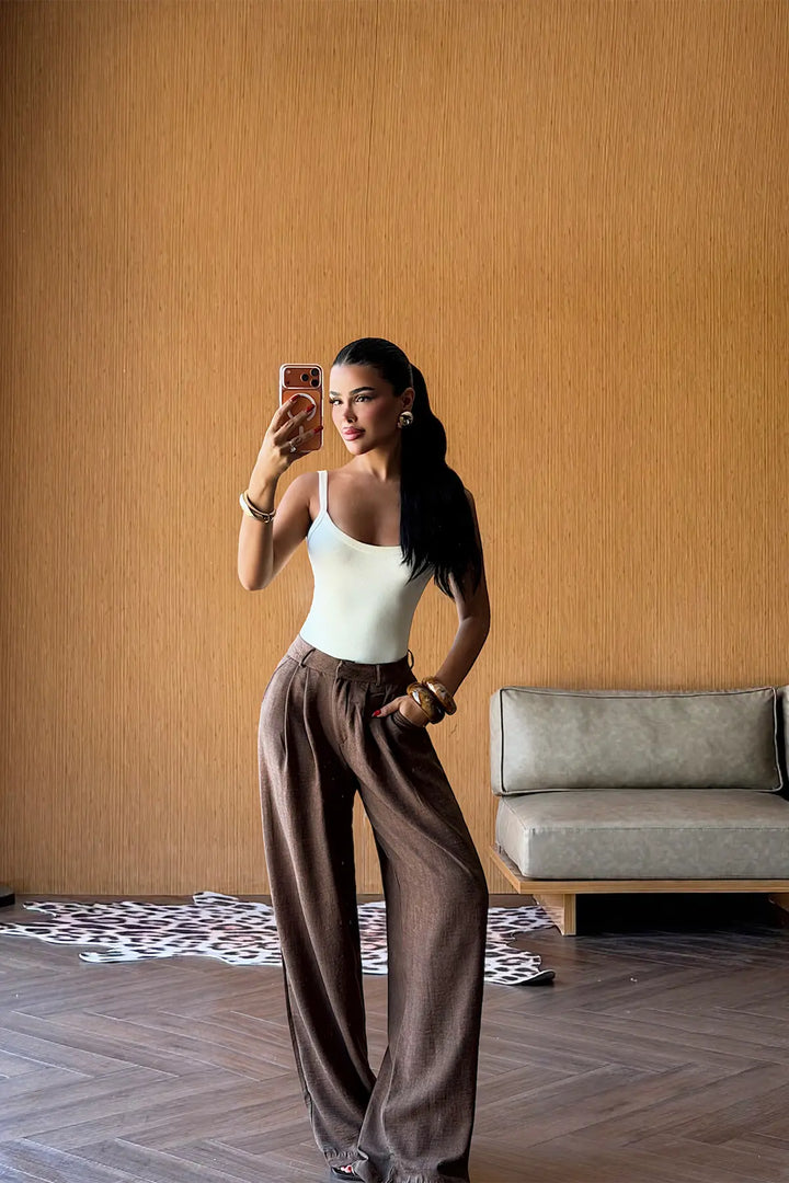 EYY Women Brown Basic Trousers - Tienen