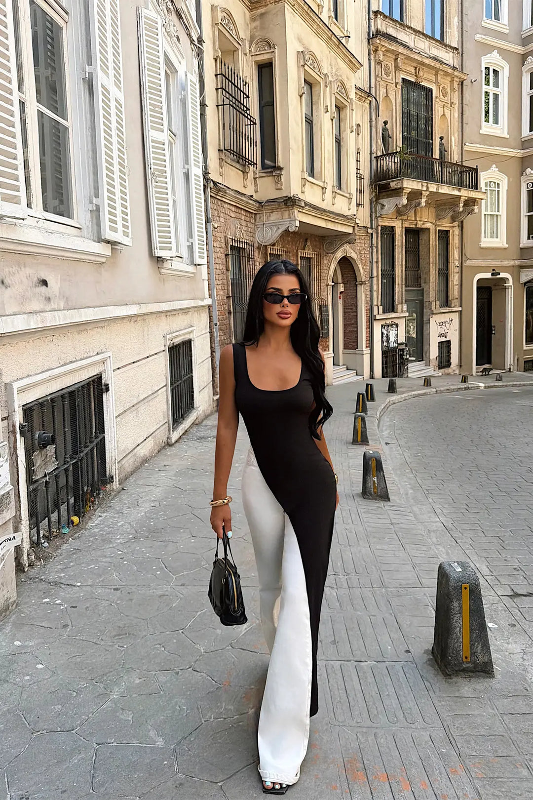 EYY Women Black Basic Strappy Dress - Zhlobin