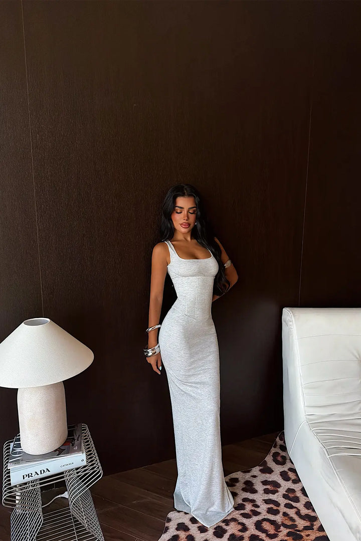EYY Women Grey Basic Long Dress - Chicoloapan