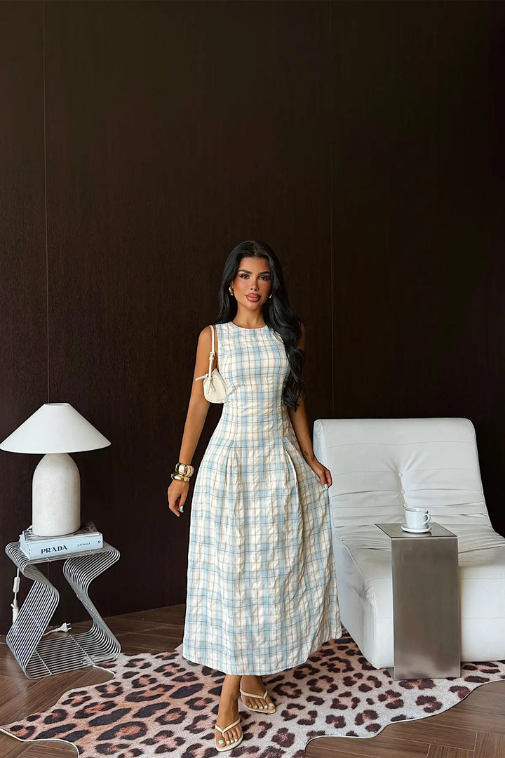 EYY Women Blue Gingham Mini Dress - Surprise