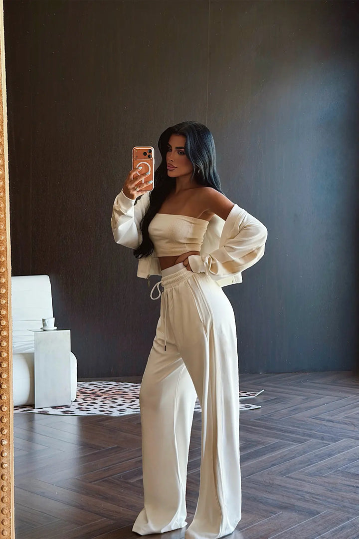 EYY Women White Zipper Detail 3-Piece Set - Delano