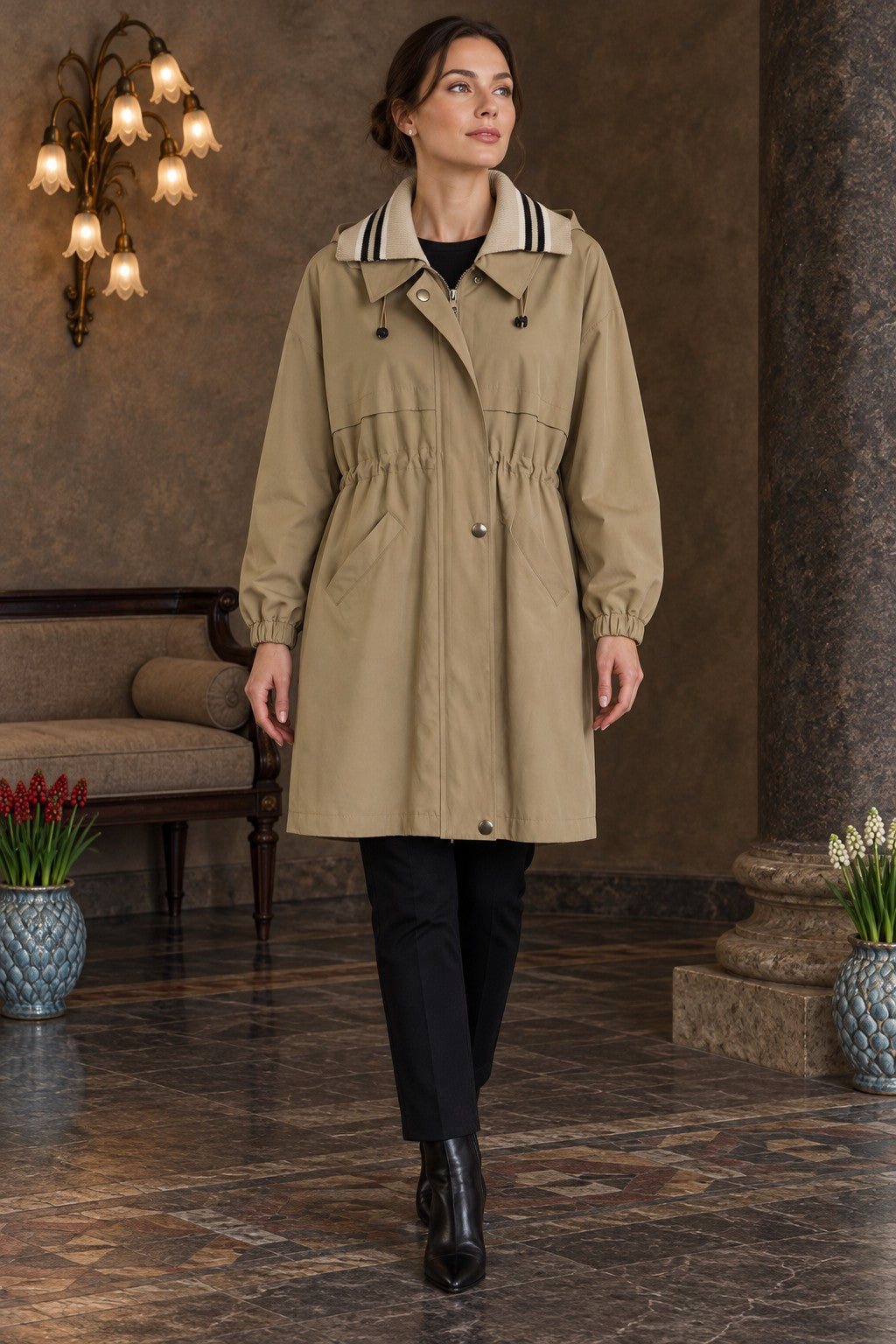 XLJ Knitted Detail Hooded Raincoat 6301 - Sahuayo de Morelos