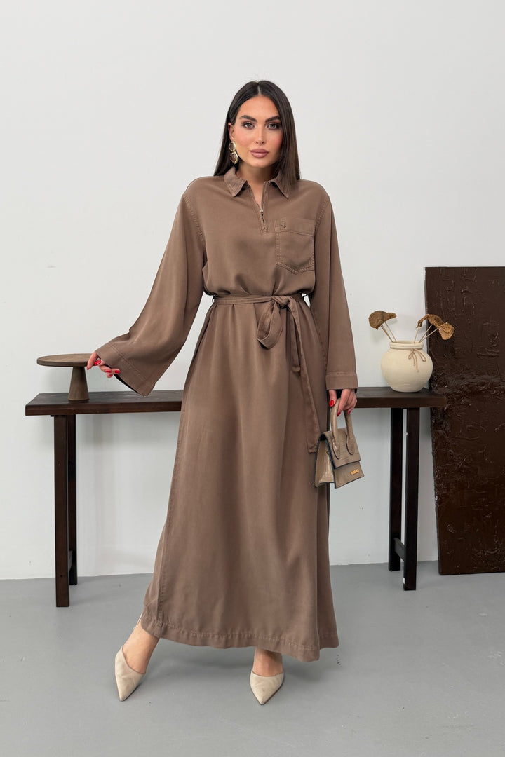 XLJ Belted Long Denim Dress - Rovereto