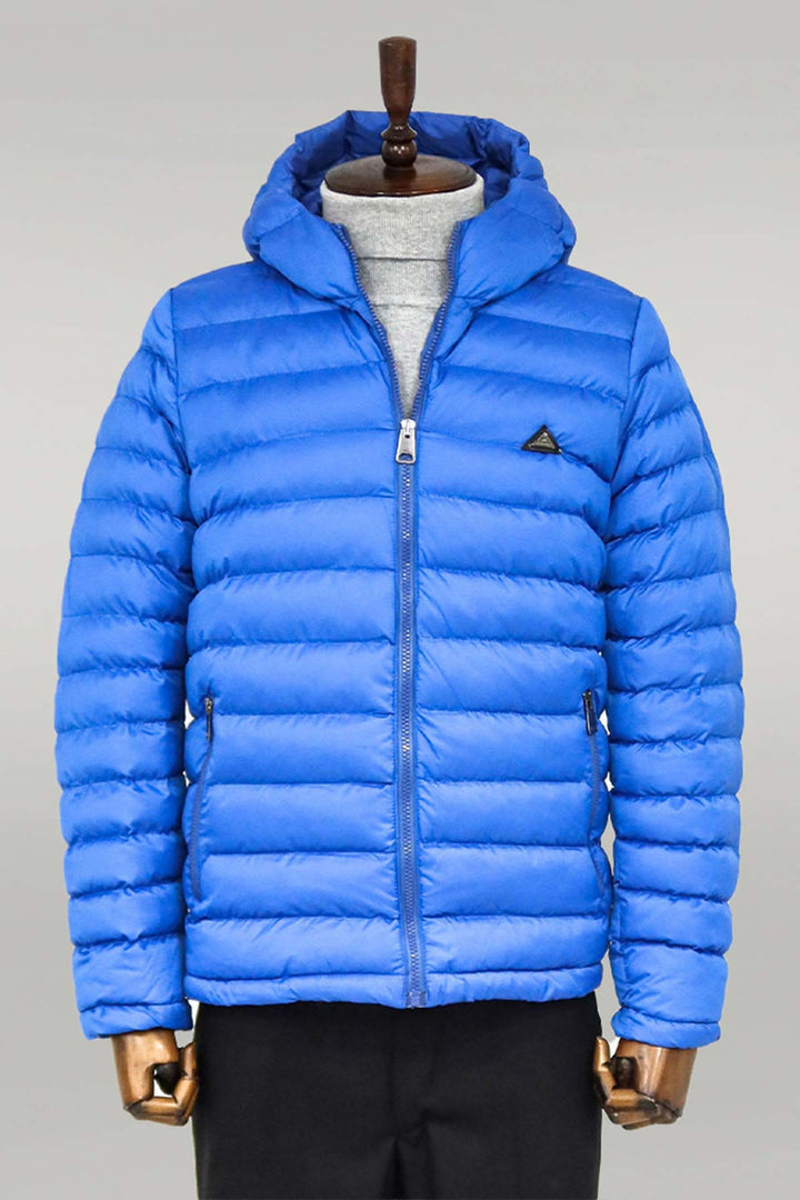 WSS Quilted Hooded Puffer Blue Men's Coat  - Ivry-sur-Seine