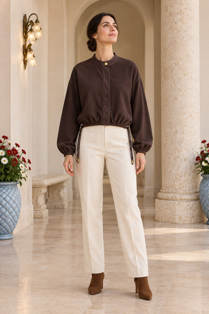 XLJ Crop Shirt with Drawstring Waist 6388 - Grasse