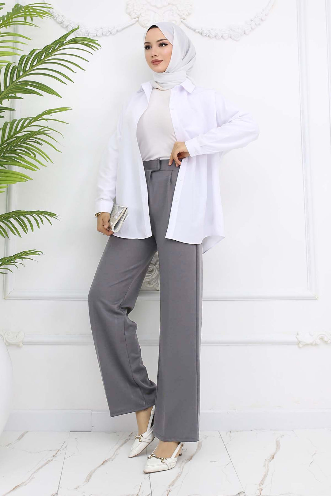 BNG Women Wide Leg Palazzo Pants Gray 3044 - Pine Hills