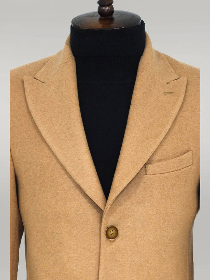 WSS Wide Lapel Wool Cream Men Coat  - Singen