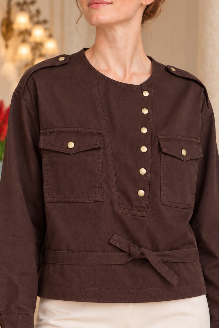 XLJ Shirt with Snap Button Collar and Belt 6379 - Chalándri