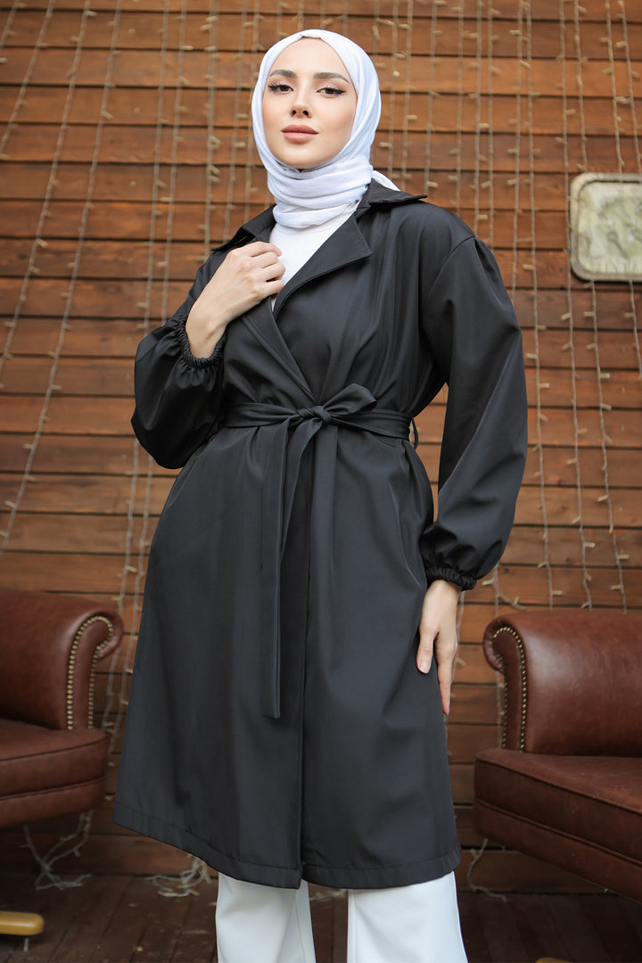 BNG Women Long Pocket Detailed Trench Coat Black - Clermont