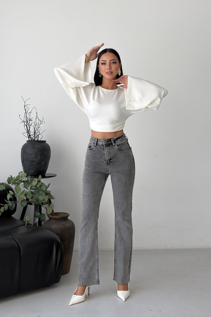 XLJ High Waist Mom Fit Jean with Flared Leg and Fringe Ending 1706 - Dubuque