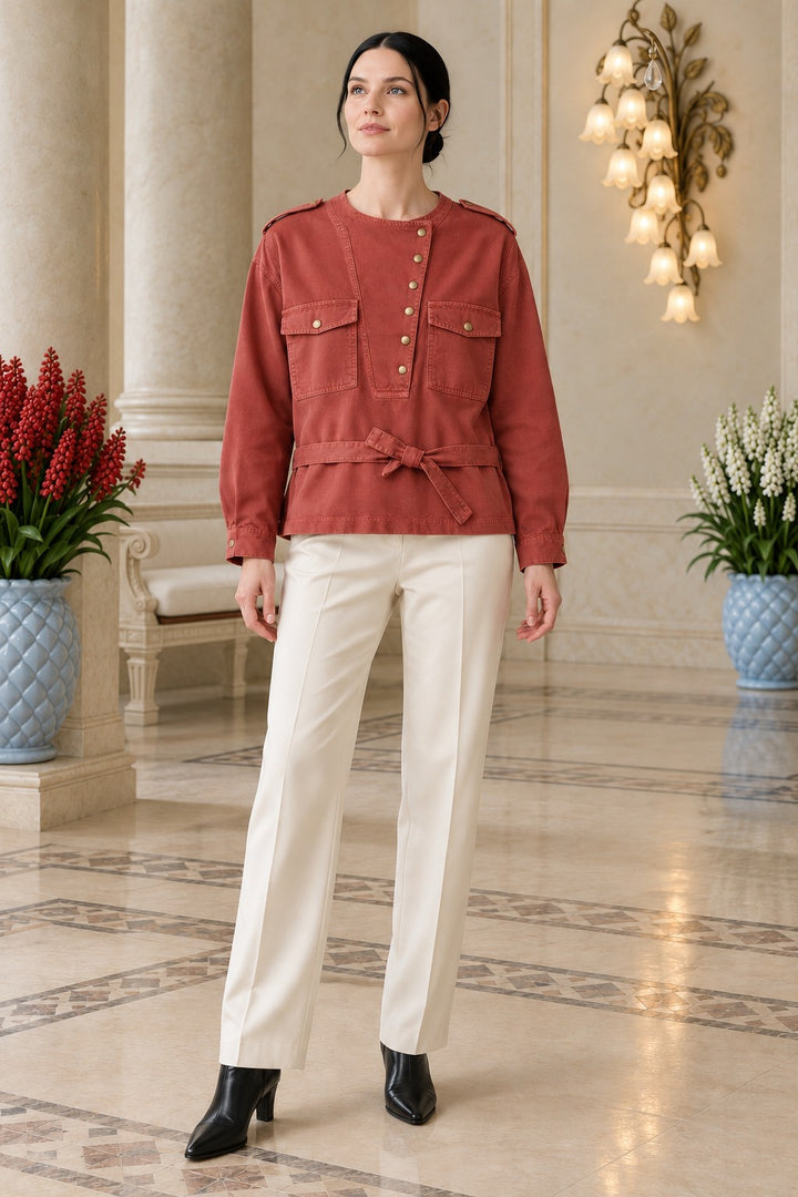 XLJ Shirt with Snap Button Collar and Belt 6379 - Chemnitz