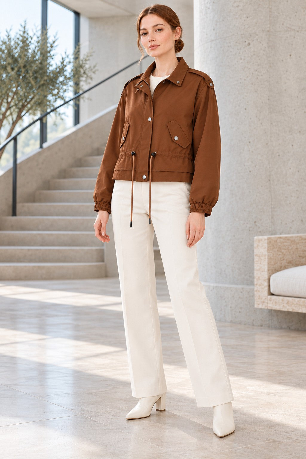 XLJ Short Raincoat with Drawstring Waist 6346 - Voznesensk